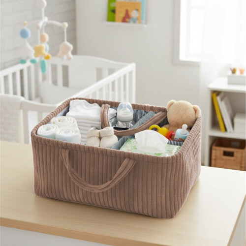 Diaper Caddy Organizer Corduroy 3-Compartment