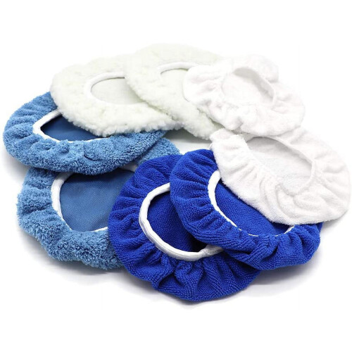 Microfiber Car Polishing Bonnet Pad Blue 8 Pcs