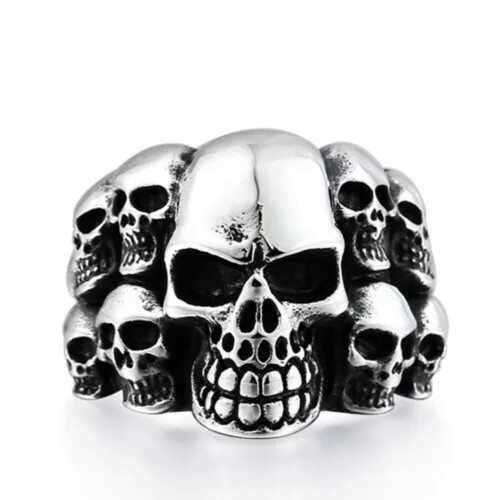 Men's Gothic Skull Ring Stainless Steel Size 7-13