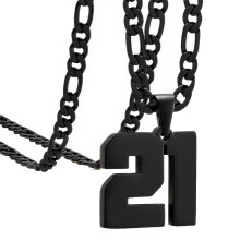 Stainless Steel Athlete Necklace Black Number 21