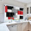 Red Kitchen Curtains Modern Abstract Geometric 26x36 Inch 6