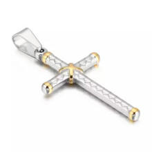 Stainless Steel Cross Pendant Gold Black Two-Tone