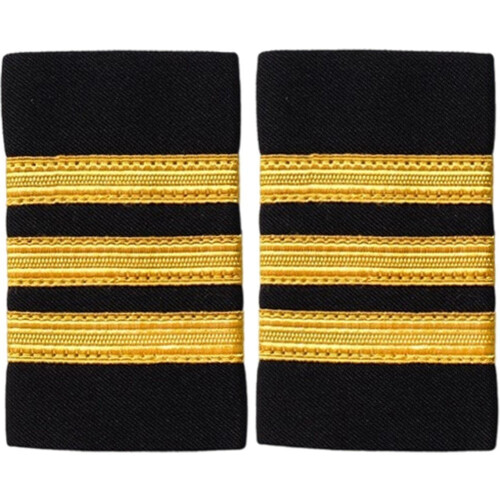 Pilot Style Epaulets Gold Stripe Cloth Shoulder Badge 1 Pair