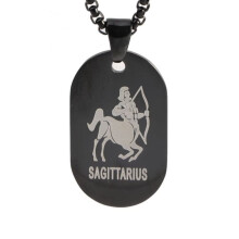 Stainless Steel Zodiac Dog Tag Necklace Sagittarius