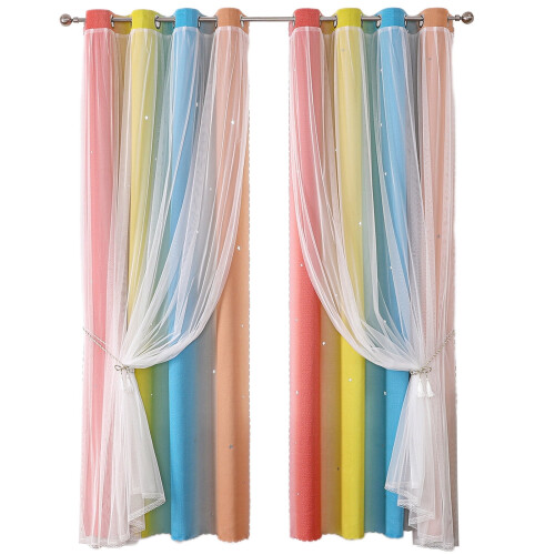 Blackout Curtains with White Sheer Layer 39x51 Inch