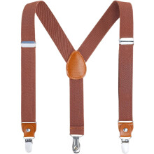 Leather Suspenders with Metal Clips for Boys and Adults