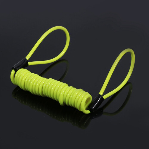 Motorcycle Disc Lock with Spring Reminder Coil Cable Yellow 2
