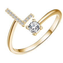 18K Gold Plated Adjustable Open Letter Ring A-Z for Women