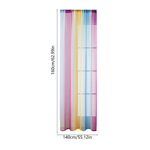 Rainbow Ombre Sheer Curtains Semi-Sheer Panel Set of Two 2