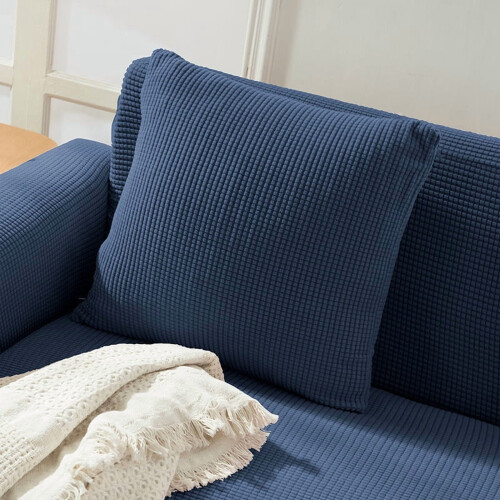 Decorative Pillow Set Dark Blue Polyester 2 pcs