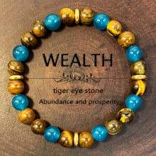 Tiger Eye Stone Bracelet Natural Beaded Silver Jewelry