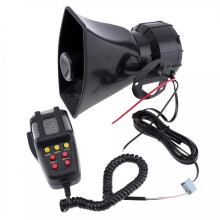 Car Siren Horn with 7 Sounds and Microphone Black