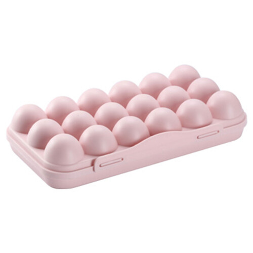 (Pink, 18 squares) 12/18 Egg Organizer Tray for Refrigerator