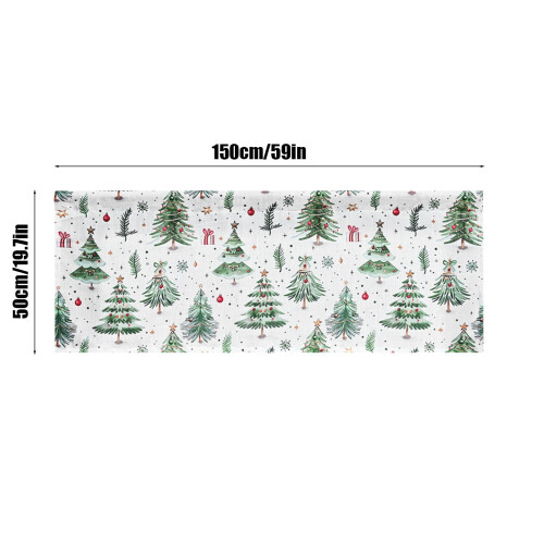 Christmas Kitchen Curtain Valance White Green Snowman Tree 2