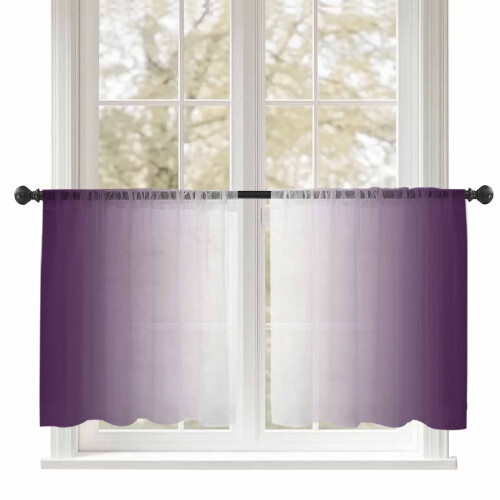 Purple and White Gradient Sheer Curtains 52x45 Rod Pocket