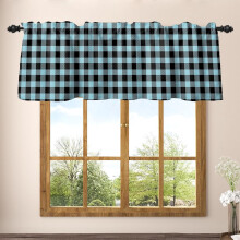 Buffalo Check Valance Curtain 52x18in Thick Linen Burgundy