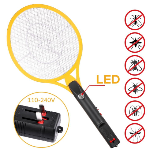 Rechargeable Bug Zapper Racket Indoor Outdoor Mosquito Fly