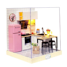 Wooden Dollhouse Miniatures Kit 1:24 Scale with Cover and