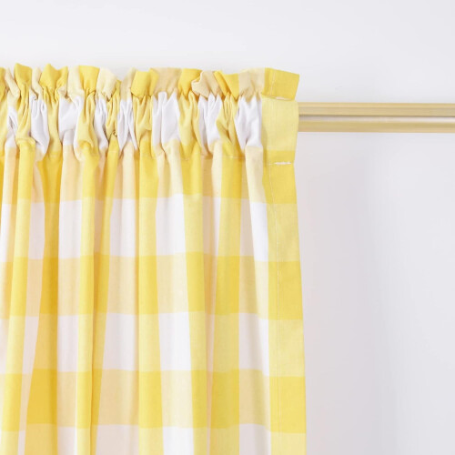 Buffalo Check Valances Yellow White 2-Pack 54x18 Inch Rod 2