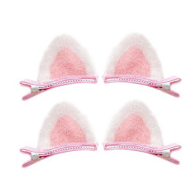 Xinwanna Plush Cat Ear Hair Clips 4 pcs Pink