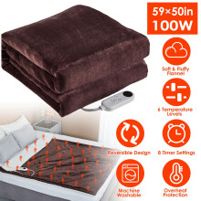 Electric Heated Blanket Full Body Flannel 59x50in 6 Heat