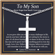 Cross Necklace Silver Cuban Link Chain for Men