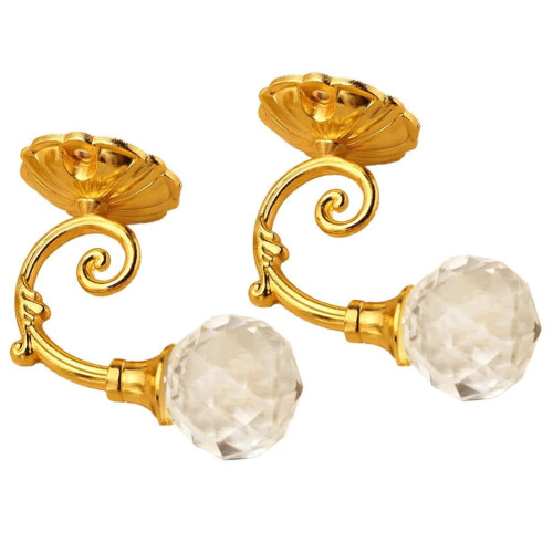 Metal Crystal Glass Curtain Holdback Hooks Gold 2 Pack 1