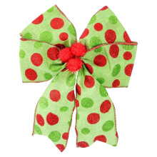 Christmas Polka Dot Fabric Bow Decorations Red Green 12 Pack