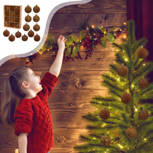 Christmas Tree Ornaments Shatterproof Hanging Balls Brown 1