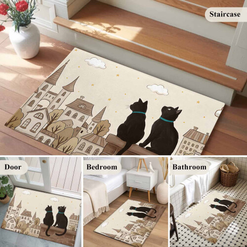 Rectangle Rug Japanese Rustic Farm Cat Design 2 x 3 ft 1