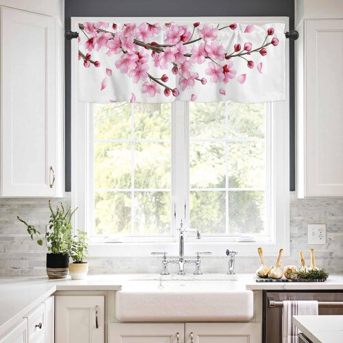 Cherry Blossom Kitchen Curtains Set 3-Piece 2