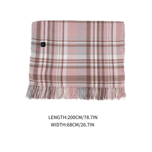 Light Pink Plaid USB Heated Blanket with Zipper 1pc 2