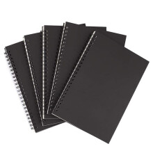 A5 Black Spiral Notebook Unruled 50 Sheets 5 Pack