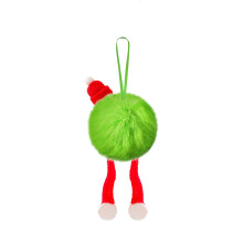 Lime Green Furry Christmas Ball Ornament Soft Shatterproof