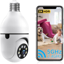 Outdoor Security Camera Light Bulb 3MP Color Night Vision