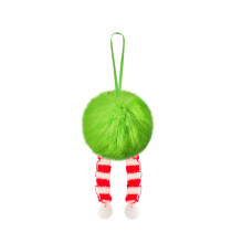 Lime Green Furry Christmas Ball Ornament Soft Shatterproof