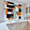 Kitchen Curtains Orange Grey Abstract Design 36 Inch Rod 3