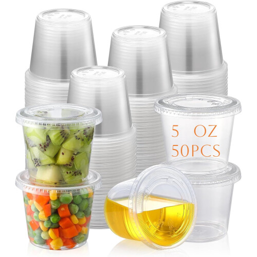 Portion Cups with Lids BPA-Free 5 oz 50 pcs