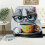 Coffee Cup Cat Pattern Flannel Blanket 50x60 in 4
