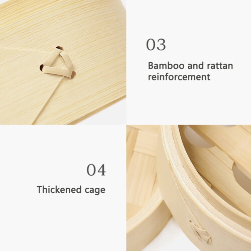 Bamboo Dumpling Steamer with Lid for Fish Rice Vegetables 1