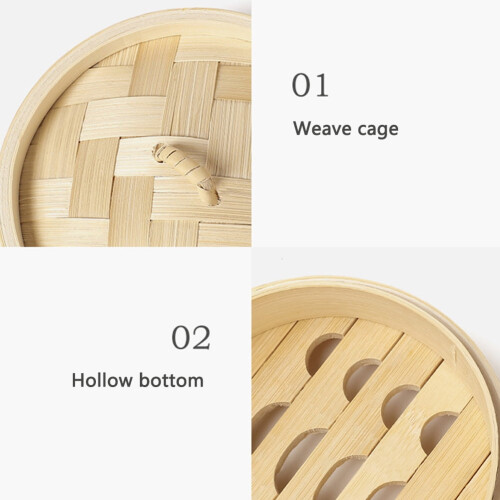 Bamboo Dumpling Steamer with Lid for Fish Rice Vegetables 2