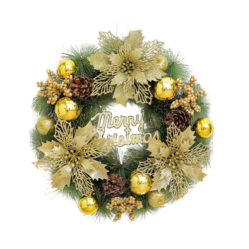 Gold Christmas Wreath Plastic 13 Inch 1