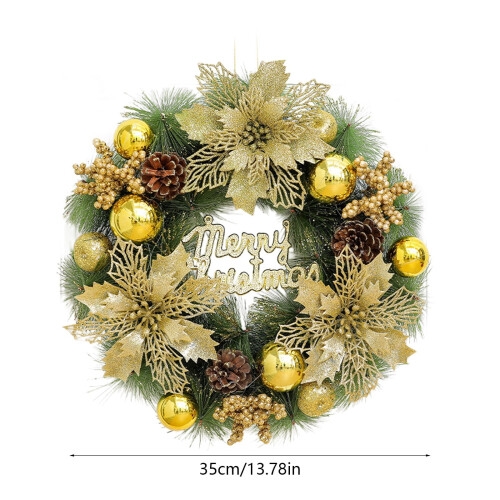 Gold Christmas Wreath Plastic 13 Inch 2