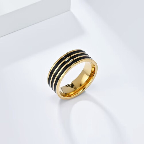 Unisex Stainless Steel Geometric Stacking Ring Gold and 2