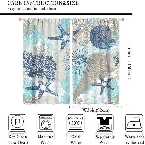 Ocean Beach Darkening Curtains Nautical Coral Design 2 1