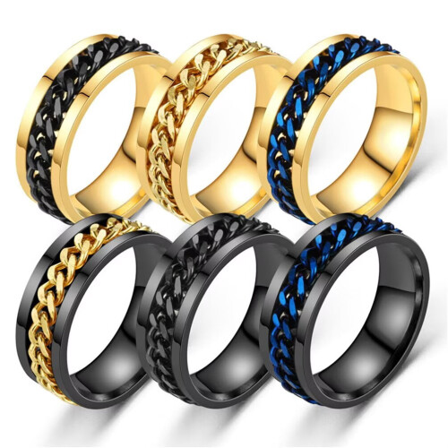 Stainless Steel Rotatable Bottle Opener Ring Gold Black 2