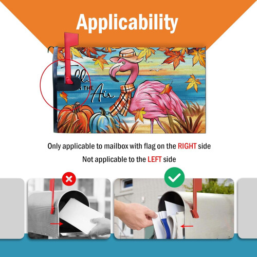 Fall Flamingo Mailbox Cover Magnetic 21x18in 2