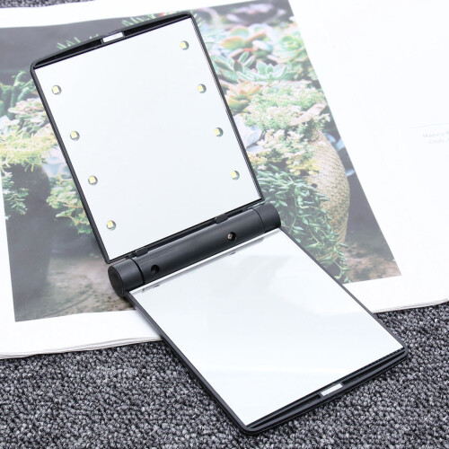 FRCOLOR LED Compact Makeup Mirror Double-Sided Folding