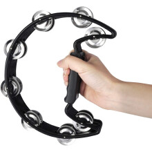 Tambourine Metal Jingles Half-Moon Black