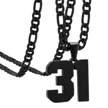 Stainless Steel Athlete Number Necklace Black 31